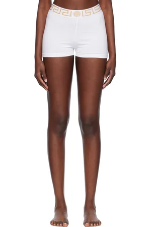VERSACE White Greca Border Boy Shorts