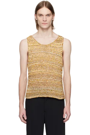 CMMN SWDN Yellow Tigran Loose-Knit Tank Top