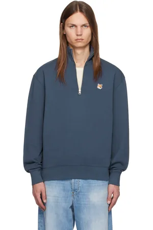 Maison Kitsuné Blue Fox Head Half-Zip Sweatshirt