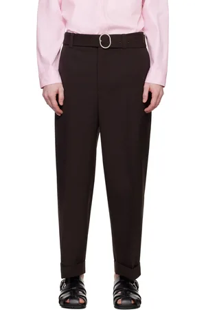 Jil Sander Brown Belted Trousers