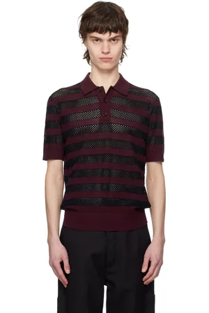 DRIES VAN NOTEN Purple & Navy Striped Polo