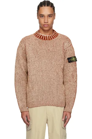 Stone Island Red & White Cotton Chenille Sweater