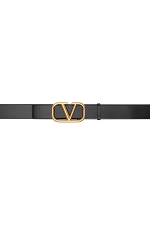 VALENTINO GARAVANI Black VLogo Signature Calfskin Belt