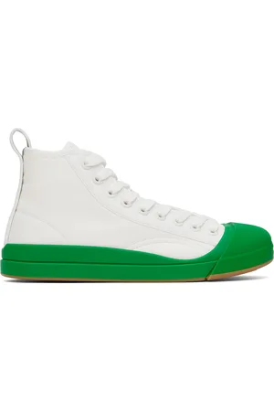 Bottega Veneta White & Green Vulcan Sneakers