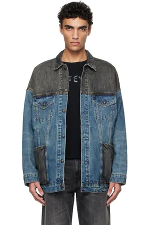 R13 Blue & Black Lacey Denim Trucker Jacket