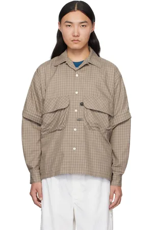 Daiwa Pier39 Brown Tech Sports Open Collar L/S Mini Plaids Shirt