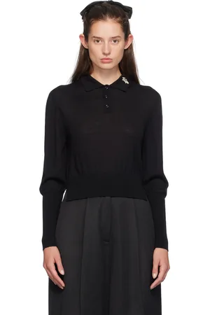 Simone Rocha Black Merino Wool & Silk Polo