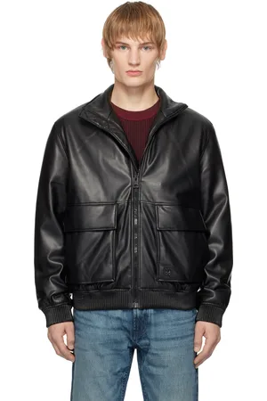 HUGO BOSS Black Stacked Logo Faux-Leather Jacket
