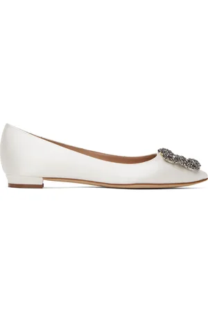 Manolo Blahnik White Hangisiflat Ballerina Flats