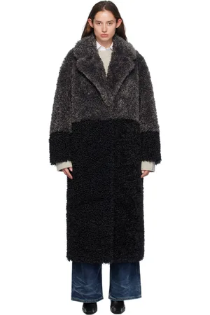 Stand Studio Black & Gray Julie Faux-Shearling Coat