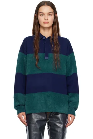 Eytys Navy & Green Jarvis Long Sleeve Polo