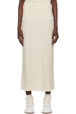 Lauren Manoogian Off-White Smocked Maxi Skirt