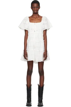 Ganni White Broderie Anglaise Layer Minidress