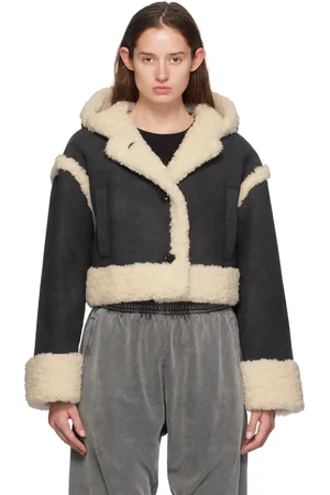 Stand Studio Black & Off-White London Faux-Shearling Jacket