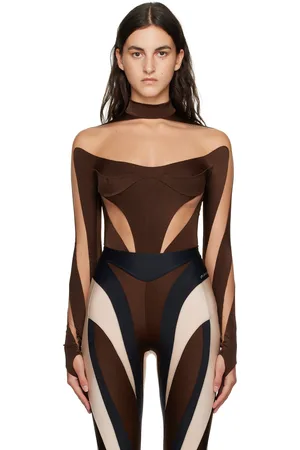 MUGLER Brown Illusion Bodysuit