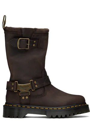 Dr. Martens Brown Anistone Hi Leather Biker Boots