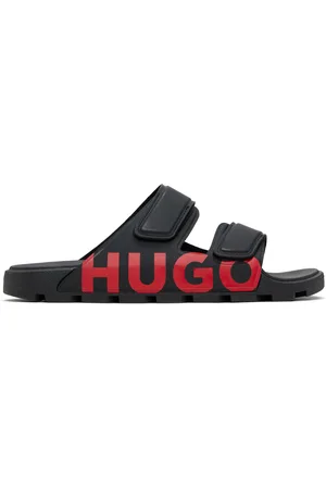 HUGO BOSS Black Double-Touch Closure Logo Sandals