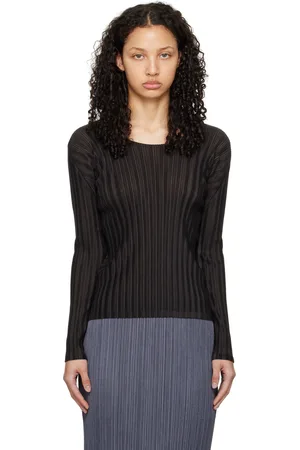 PLEATS PLEASE ISSEY MIYAKE Black Rib Pleats January Long Sleeve T-Shirt