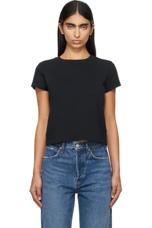 AGOLDE Navy Adine Shrunken T-shirt