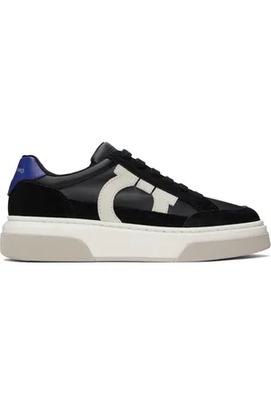 Salvatore Ferragamo Black Low Cut Gancini Outline Sneakers
