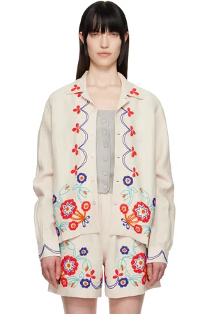 BODE Off-White Beaded Garden Party Shirt
