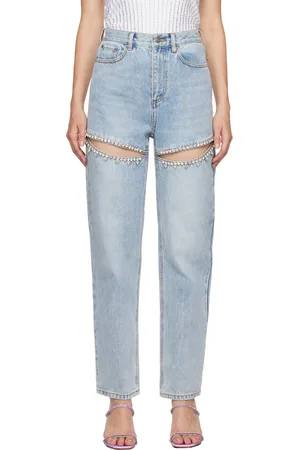 AREA Blue Crystal Slit Jean