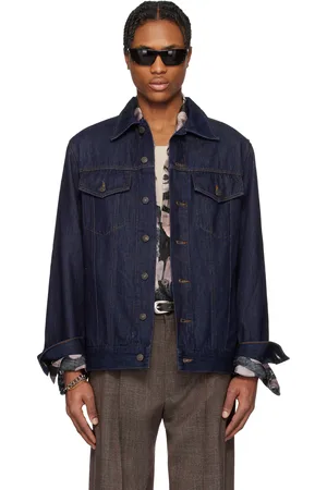 DRIES VAN NOTEN Navy Paneled Denim Jacket