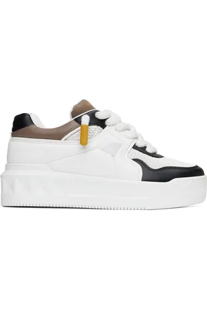VALENTINO GARAVANI White & Black Low-Top One Stud XL Sneakers