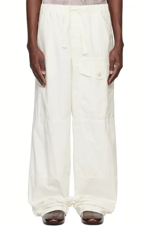 DRIES VAN NOTEN White Cotton Drawstring Cargo Pants