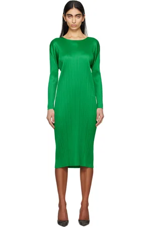 PLEATS PLEASE ISSEY MIYAKE Green Monthly Colors February Midi Dress