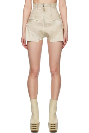 Rick Owens Beige Hollywood Dirt Cutoffs Denim Shorts