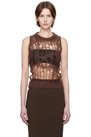 Rick Owens Brown Hollywood Spider Tank Top