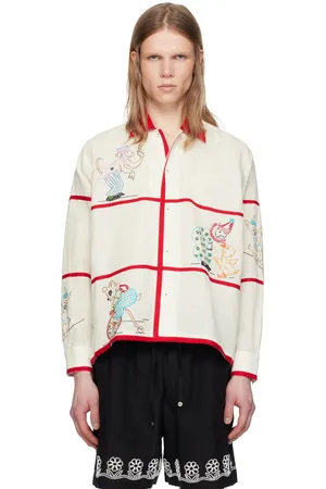 HARAGO & Red Whimsy Embroidered Shirt