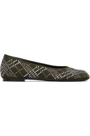 Burberry Khaki Leather Baby Ballerina Flats