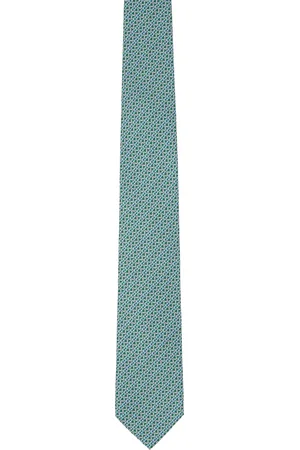 Salvatore Ferragamo Green Gancini Print Silk Tie