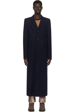 DRIES VAN NOTEN Navy Wool Coat