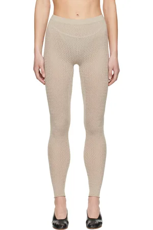 Lauren Manoogian Beige Stretch Pointelle Leggings