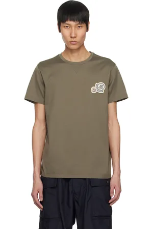Moncler Khaki Double Logo Patch Cotton T-shirt