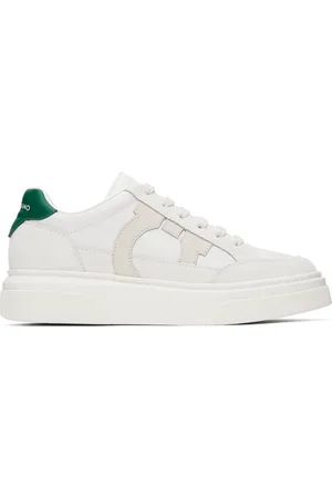 Salvatore Ferragamo White Low Cut Gancini Outline Sneakers