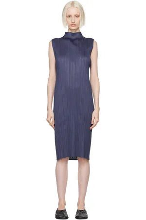 PLEATS PLEASE ISSEY MIYAKE Navy Monthly Colors August Midi Dress