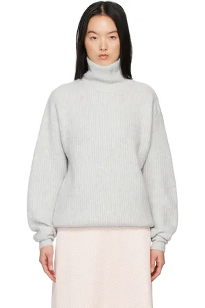 Ganni Gray Highneck Zipper Sweater