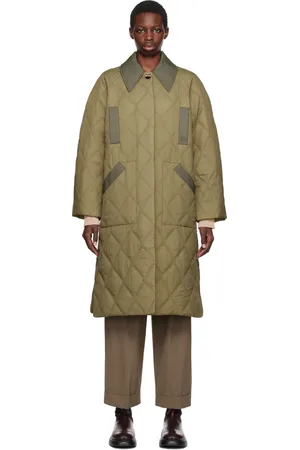 Ganni Khaki Quilted Coat