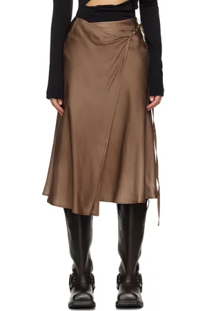 Acne Studios Brown Satin Wrap Midi Skirt