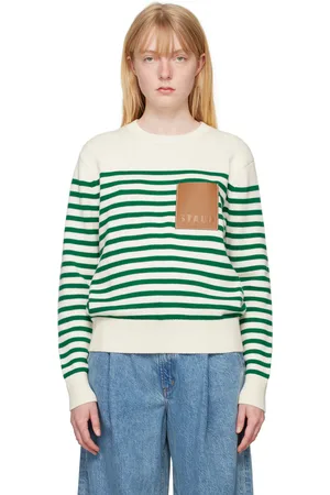 Staud Off-White & Green Sunset Sweater