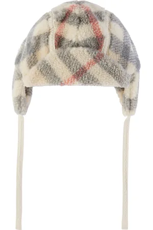 Burberry Baby Beige Check Fleece Trapper Beanie