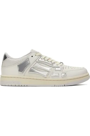 AMIRI White & Silver Metallic Skel Top Low Sneakers