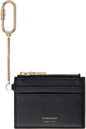 Salvatore Ferragamo Black Keychain Card Holder