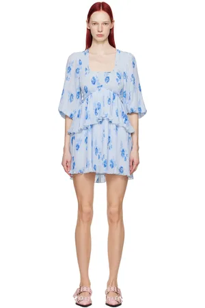 Ganni Blue Pleated Minidress