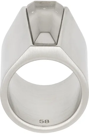 Rick Owens Silver Hollywood Beveled Crystal Trunk Ring