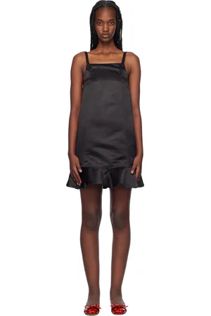 Ganni Black Duchesse Satin Minidress